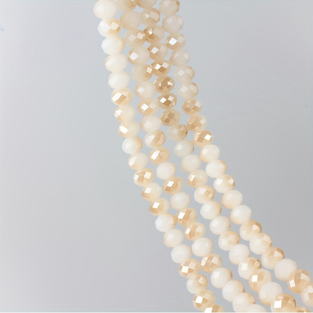 Image of White Artificial Jade Semi-amber White Ab Coated Glass Beads Spacer Beads/4/6/8mm - Making For Bracelets, Necklaces, And Earrings - 15 Inches