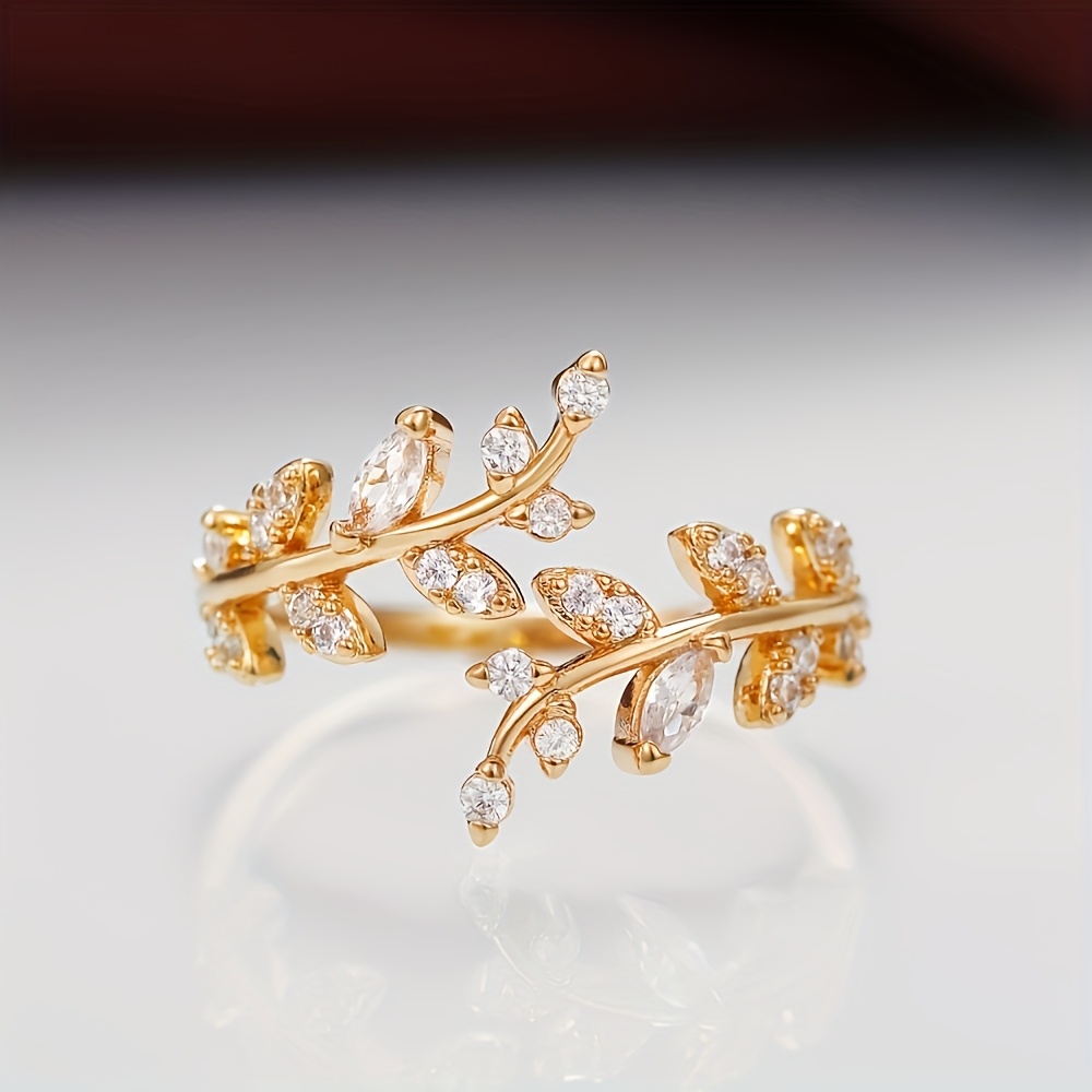 E-shop Luxuriöser Geometrischer Elegantes Blatt-Öffnungsring für Frauen – Hochzeit, Verlobung, Party Schmuck Accessoires