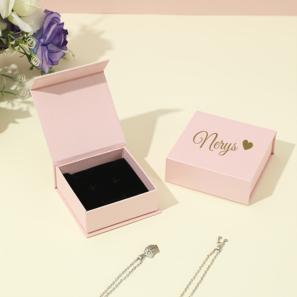 E-shop Personalisiertes Schmuckkästchen mit magnetischem Klappdeckel, geeignet für Halsketten, Armbänder, Ringe, Ohrringe Armreifen. Ideal für