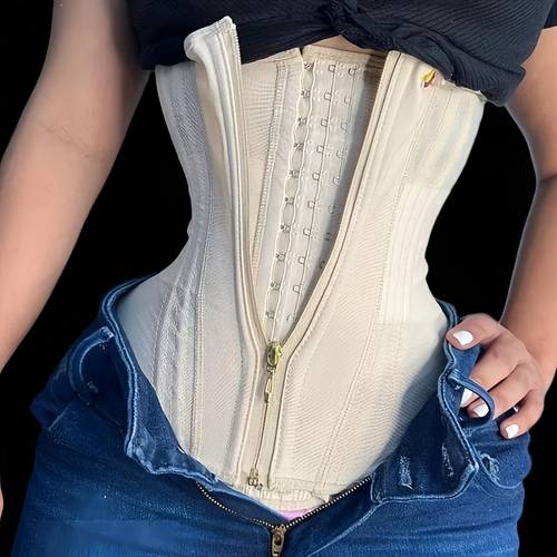 1 ladies elegant white waist belt compression shaped belt with zipper closure powerful belly control corset suitable for daily formal wear clothing hand washable firm smooth latex material