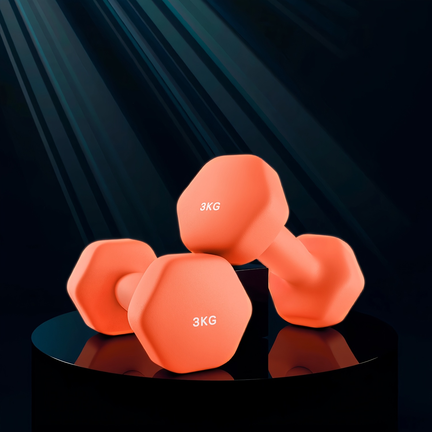 E-shop Hanteln, 2er-Set, 2 x 3 kg, Kurzhantel-Set, Sechskant, Krafttraining, Workout, für Zuhause, Orange