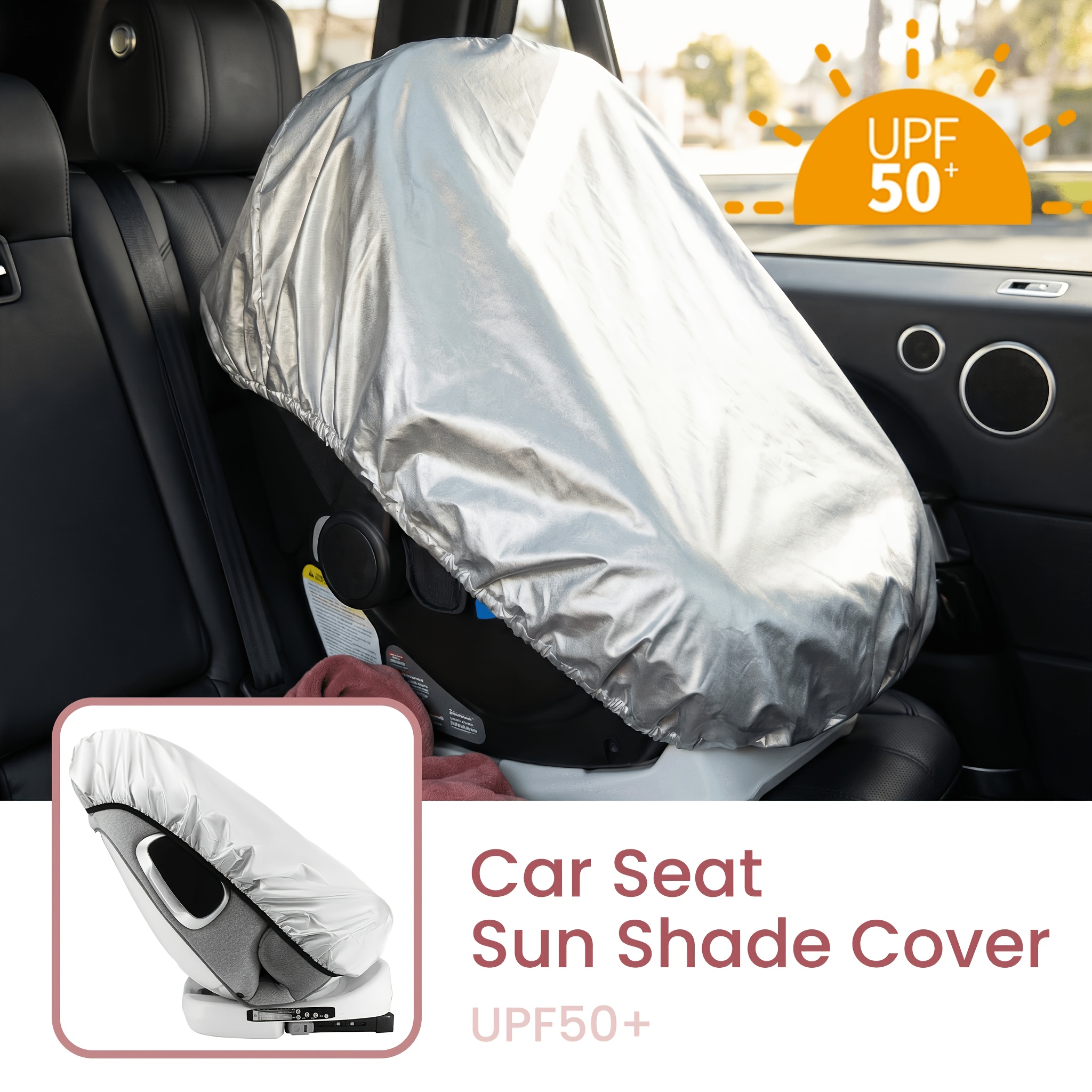 1pc Sides Silvery & Black Baby Car Seat Sun Shade Cover Blocks Out Heat & Sun Uv Covers Universal Baby Travel Accessories