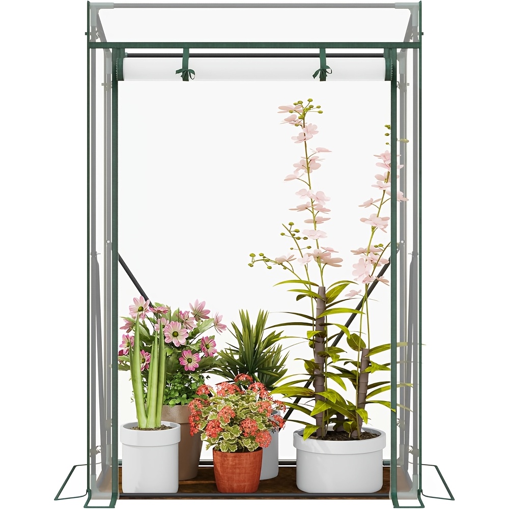 TEMU Serre en aluminium , tente pour l' des plantes, pour les tomates et les légumes, en toile huilée imperméable et en tubes d'acier à revêtement en