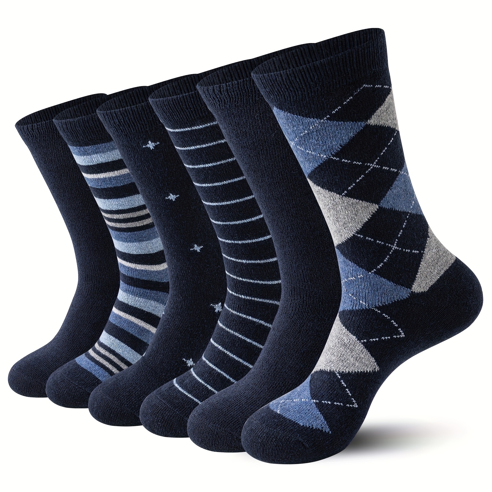 TEMU 6 Pairs Merino Wool Dress Socks, Breathable And Sweat-wicking, Thermal Socks, Women's And Men's Crew Socks, Classic Patterns No-seam Socks