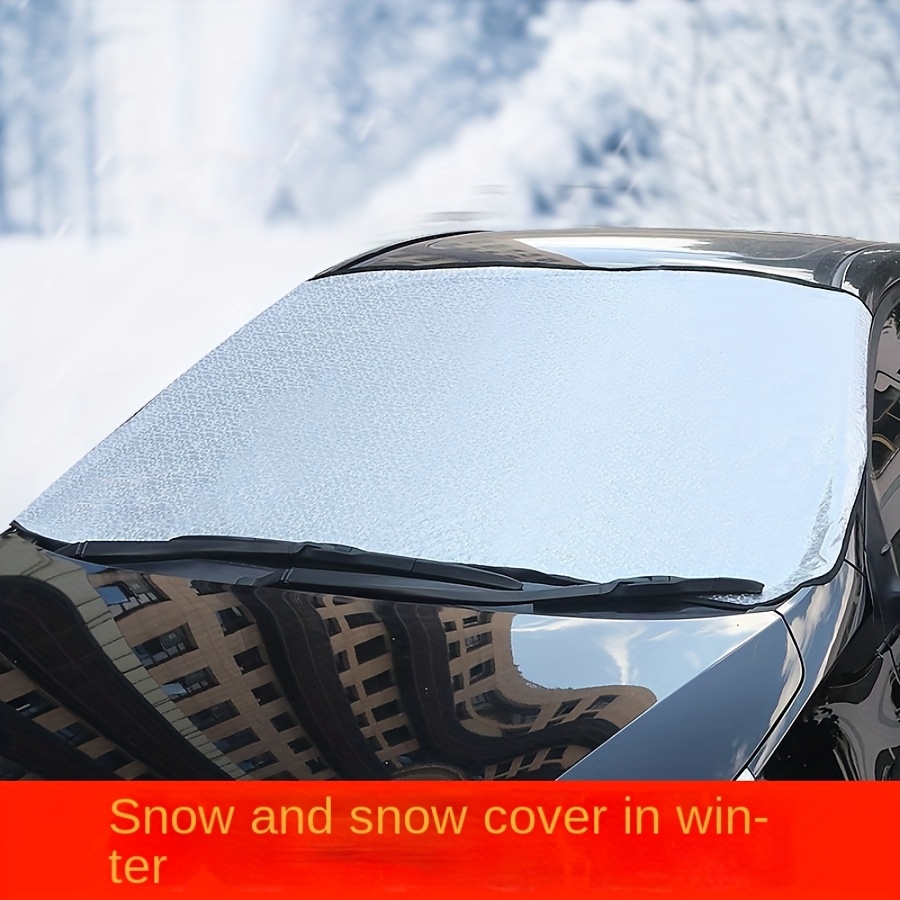 TEMU 1 Car Thickened Snow Winter Snow And Frost Protection Magnetic Front Half Cover Car Cover Snow Aluminum Film Universal