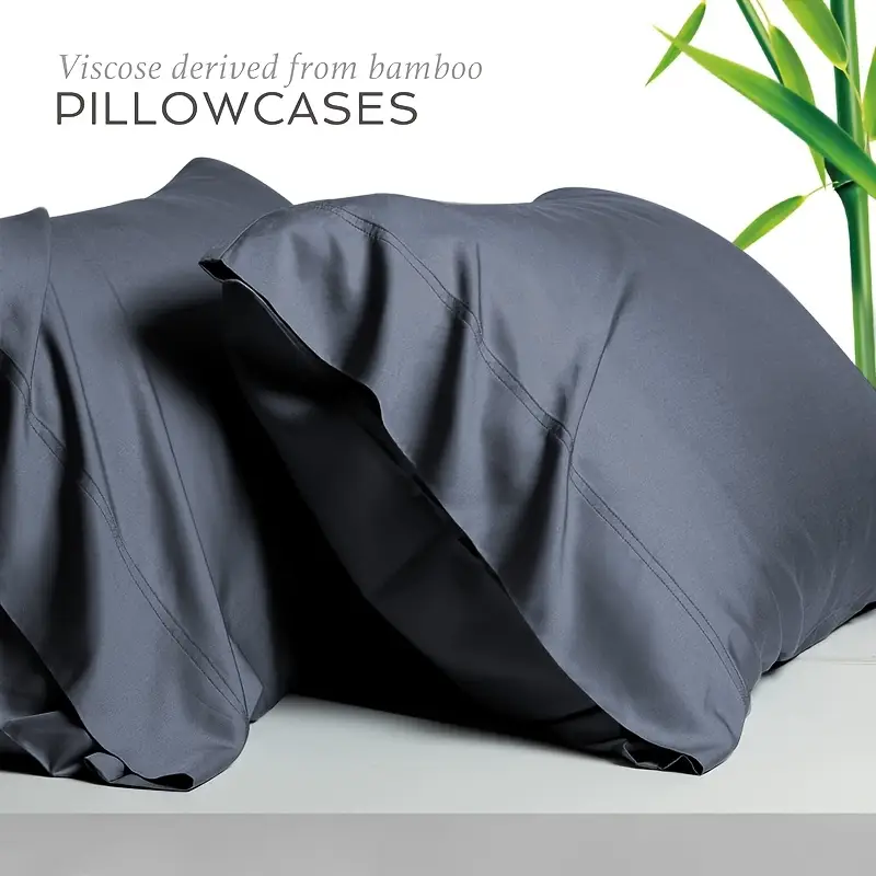 2pcs summer cooling bamboo fiber pillowcases 30 bamboo fiber 70 microfiber material breathable and comfortable soft cooling pair set for couples envelope design for   and washing bedroom decorative pillowcases Product details 7