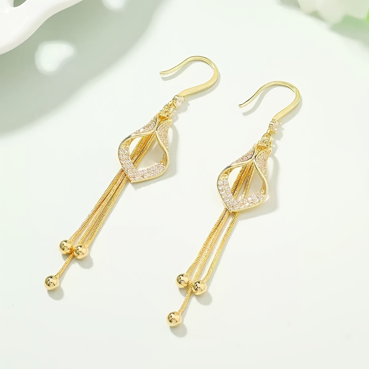 E-shop Sexy Romantische Funkelnde Geometrische Lange Quaste Ohrschmuck, Party High-End Deko Ohrringe