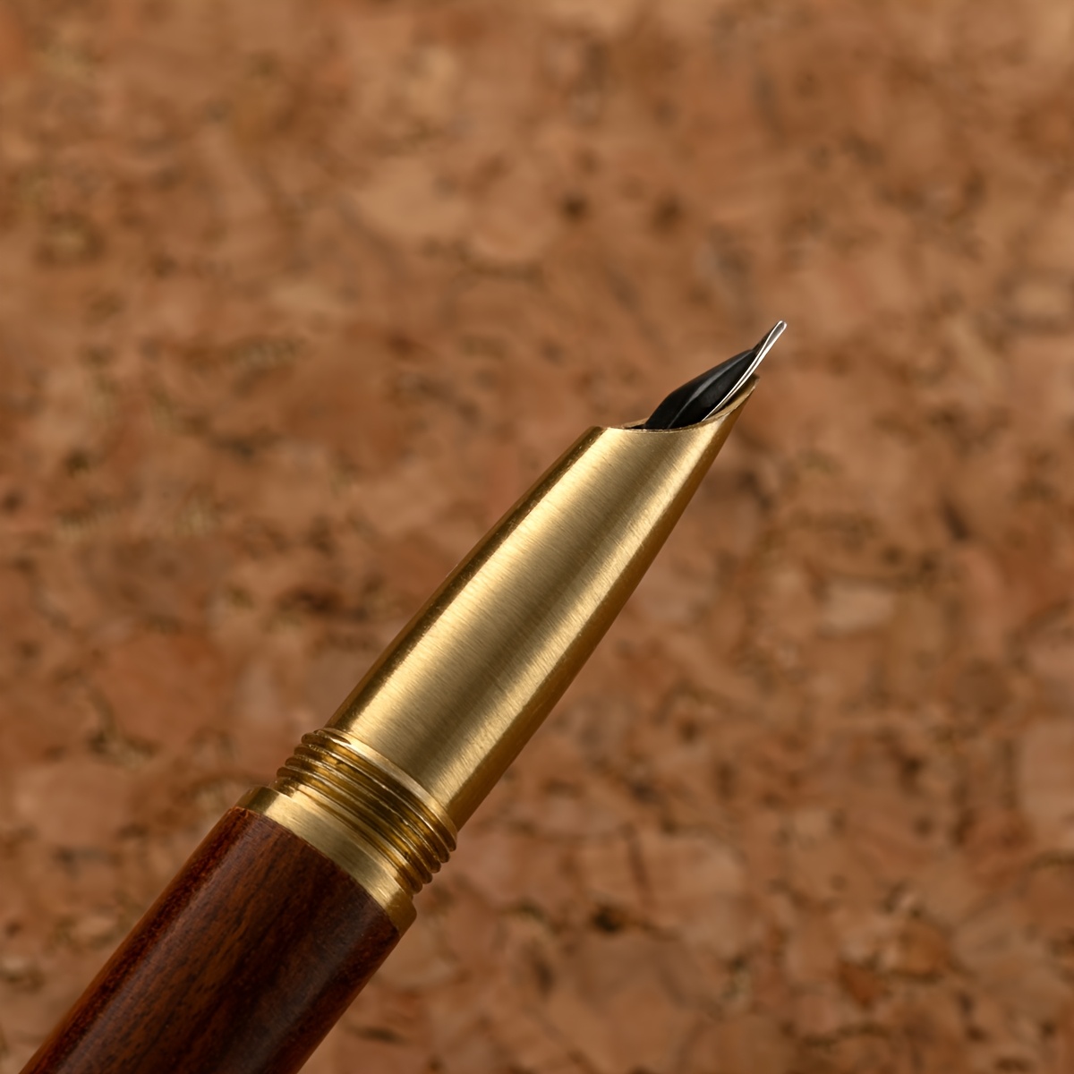 

1pc Huashilai Vintage-style - Handcrafted & Wood, Fine Nib, Brass Accents, With Twist Cap For Calligraphy And Writing