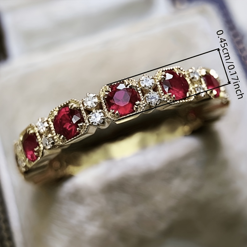 Women's Vintage Inlay Red Zirconia Eternity Ring