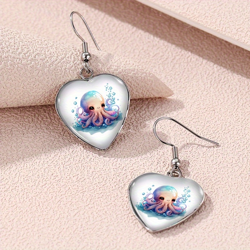 Cute Octopus Heart-Shaped Earrings for Women