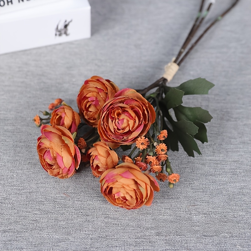 TEMU Lot de 3 bouquets réalistes artificiels de fleurs de lotus et de gypsophile en 3 couleurs - Fausses pièces maîtresses de mariage adaptées à la