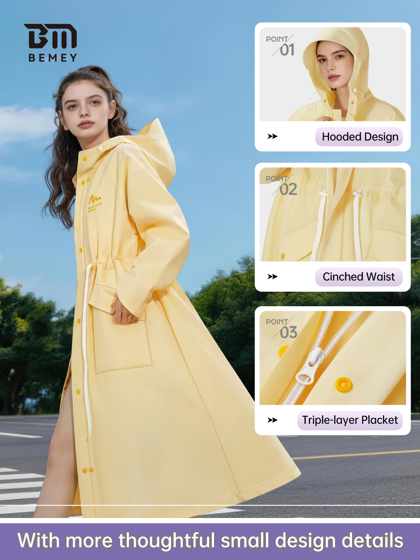 item picture womens raincoat   outerwear for electric scooter long full body new single person special poncho womens coat long style with pockets waist tie design rain hat brim