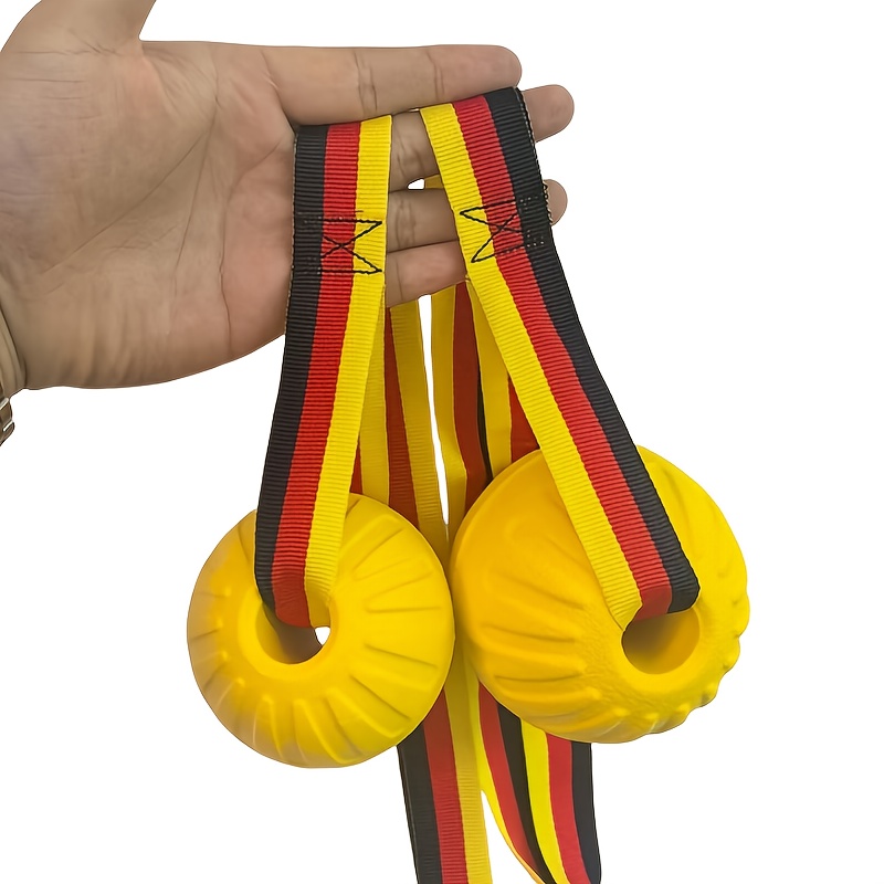 Dog Bite-resistant Training Ball, Bite-resistant Dog Toy Ball, Yellow Rope Training Interactive Ball Medium-sized Dog Gum-friendly Pull Ring Design Durable Pet Teething Toy, Without Battery