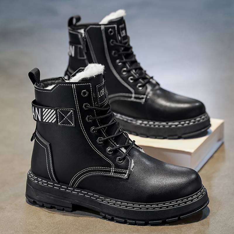 zdjęcie przedmiotu męskie buty zimowe 2025, wysokie, ocieplane polarem,  , uniwersalne buty do śniegu, modne, stylowe, wygodne buty trekkingowe męskie do noszenia na co dzień