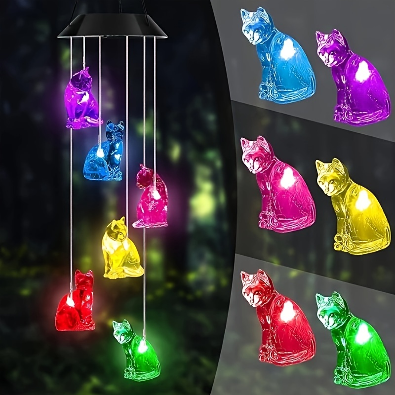 

1pc Solar Outdoor Colorful Cat Hanging Light, Colorful Waterproof Hanging Night Light, Decorative Gift Light, For Birthday Christmas Mother's Day, For Hanging In Bedroom, Patio, Yard, Garden, Trees