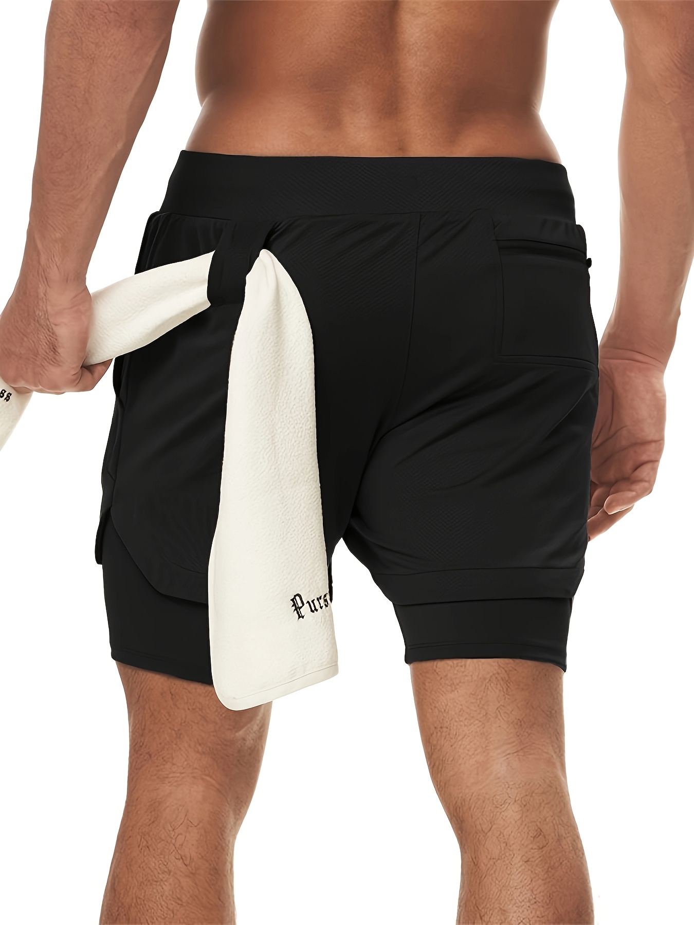 Men'S Morning Running, Gym Training, Sports, Multi Pocket Fake Two Piece Stretch Shorts with Drawstring, Casual Beach Pants Suitable for Spring, Summer, And Autumn Seasons