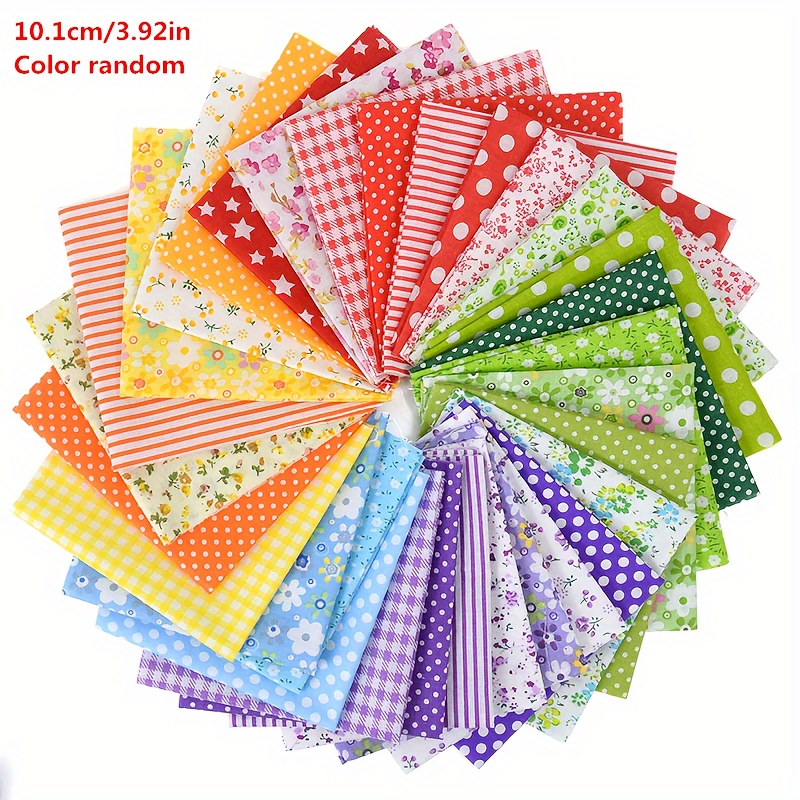 Image of 50pcs Of Square Floral Printed Fabric For Sewing Quilt Bed Sheet Used For Needlework Handmade Additions Ideal Gift Hand Wash Pre(random Color)
