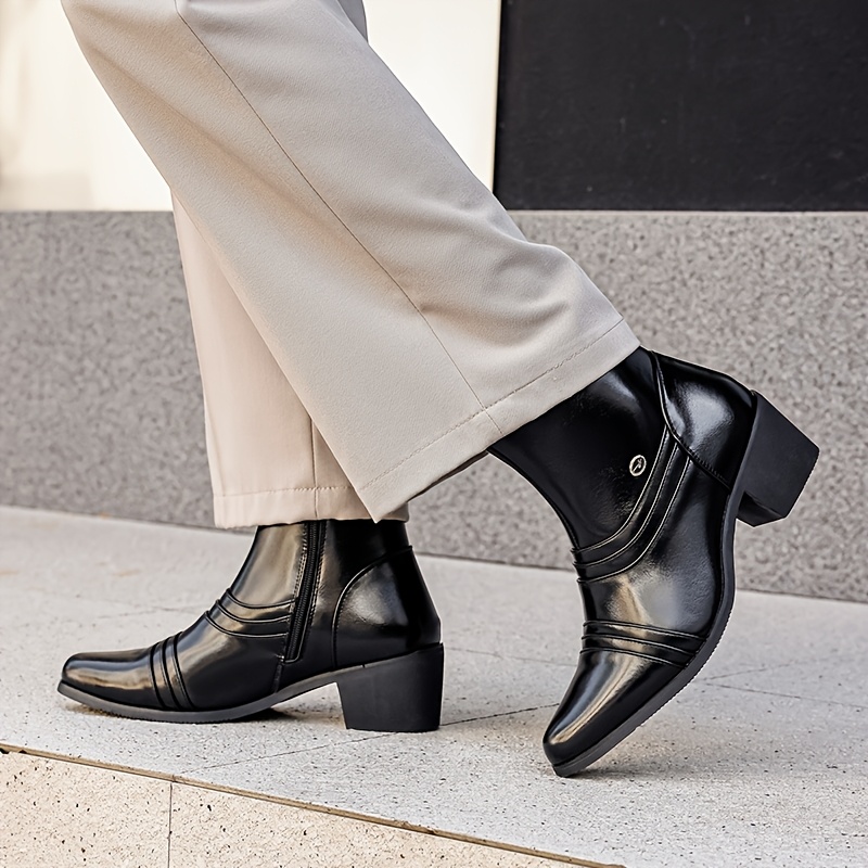 item picture mens high top cuban boots with a side zipper stylish high heeled ankle boots in large sizes