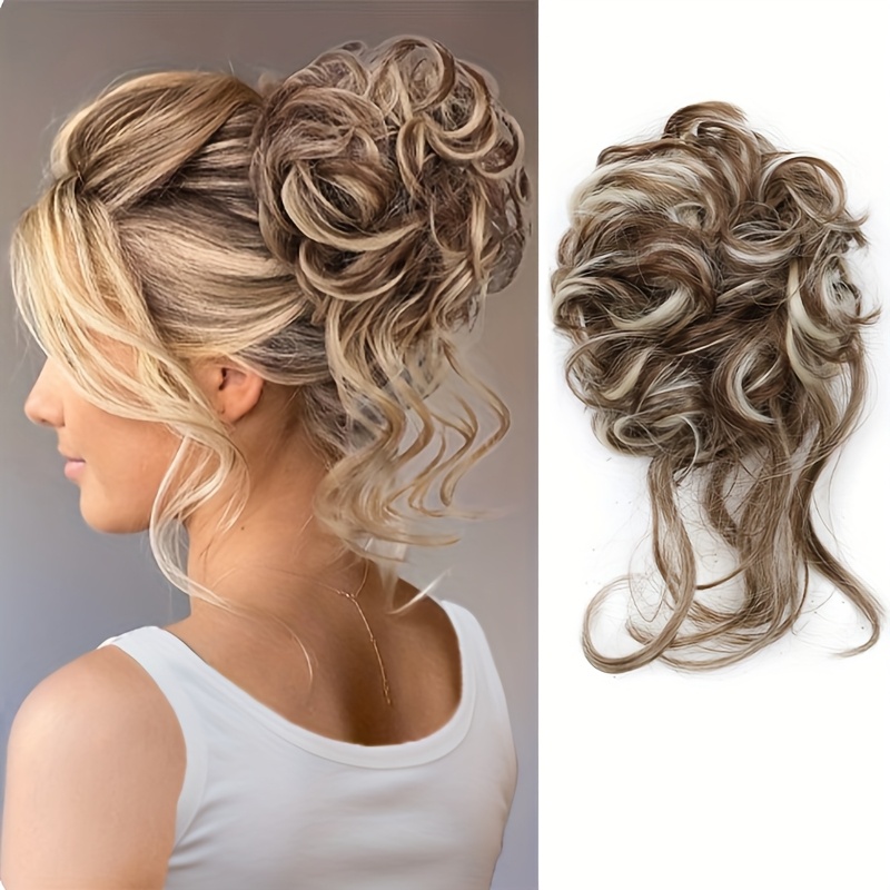 elegant womens synthetic curly donut hair extension easy to style for daily wear christmas parties details 8