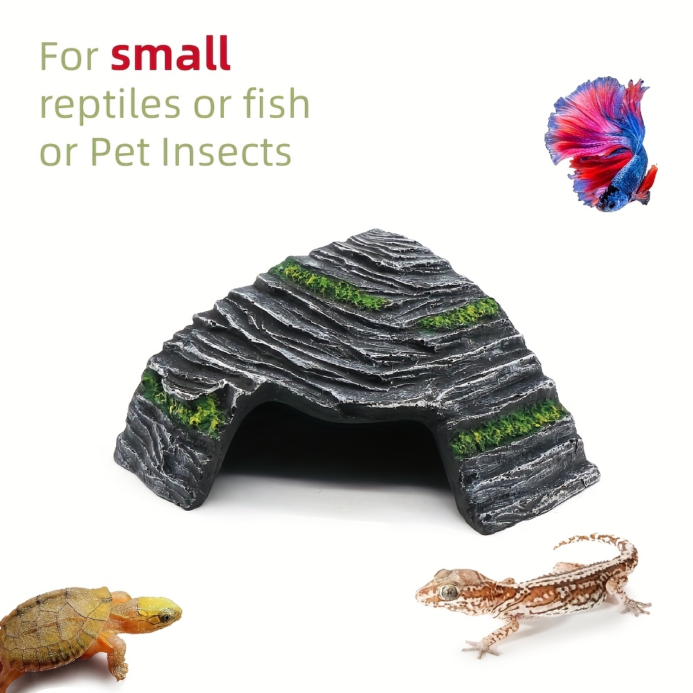 E-shop Kleine Harz Felsenhöhle Deko - Versteck, Kletter- und Sonnenplattform | für Reptilien Terrarien, Fischbecken | Geeignet für kleine Schlangen,