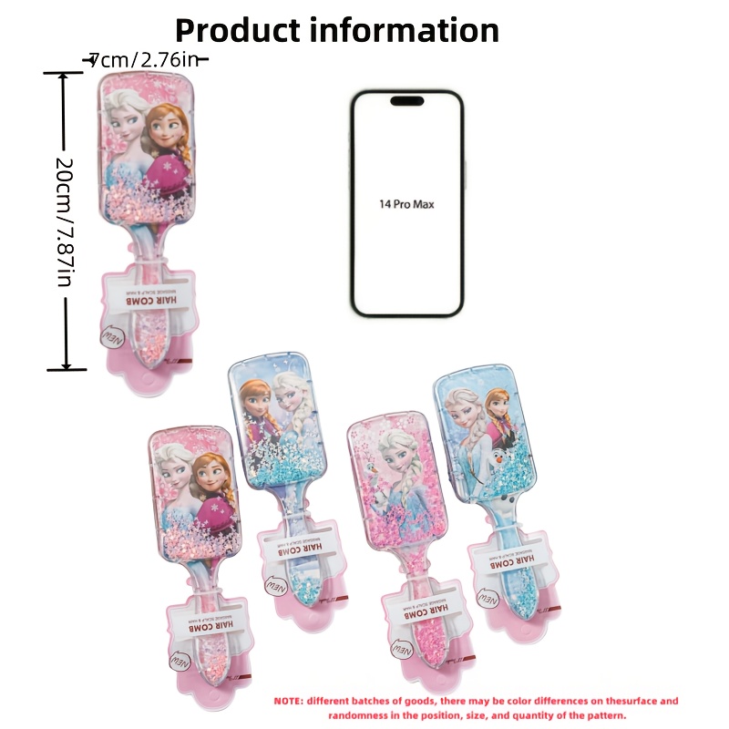 disney     anna hair comb set cute cartoon paddle brush   abs plastic no electricity needed bathroom essential for all hair types details 5