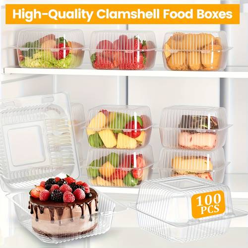 100pcs clear square plastic cupcake boxes with lids durable individual containers for muffins pastries desserts perfect gift for mom girlfriend easter birthdays special occasions pastry storage