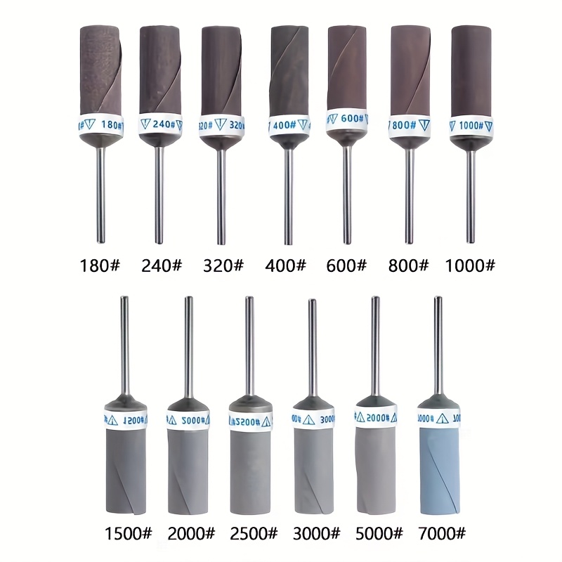 Image of 13pcs 2. Shank 180-7000 Grit Sandpaper Polishing Buffing Sticks, Suitable For Wet And Dry Use With Rotary Tools