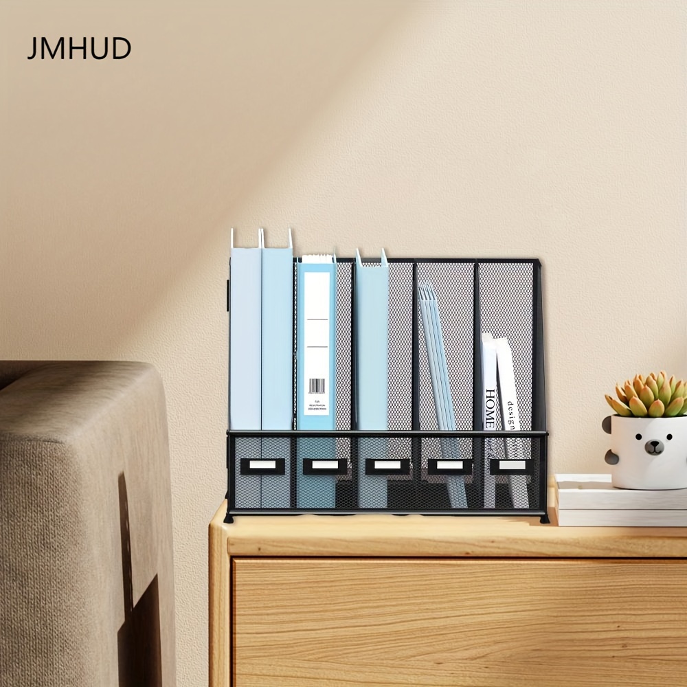 

Jmhud A Desk And File Rack With 5 Vertical Compartments, Magazine And Storage Organizer, Suitable For Office Desktop And Home