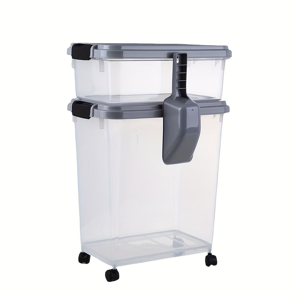 TEMU 30 Lbs And 11 Lbs Combination Pet Food Storage Container, Dog Food Storage Container, Shovel, Wheels, .