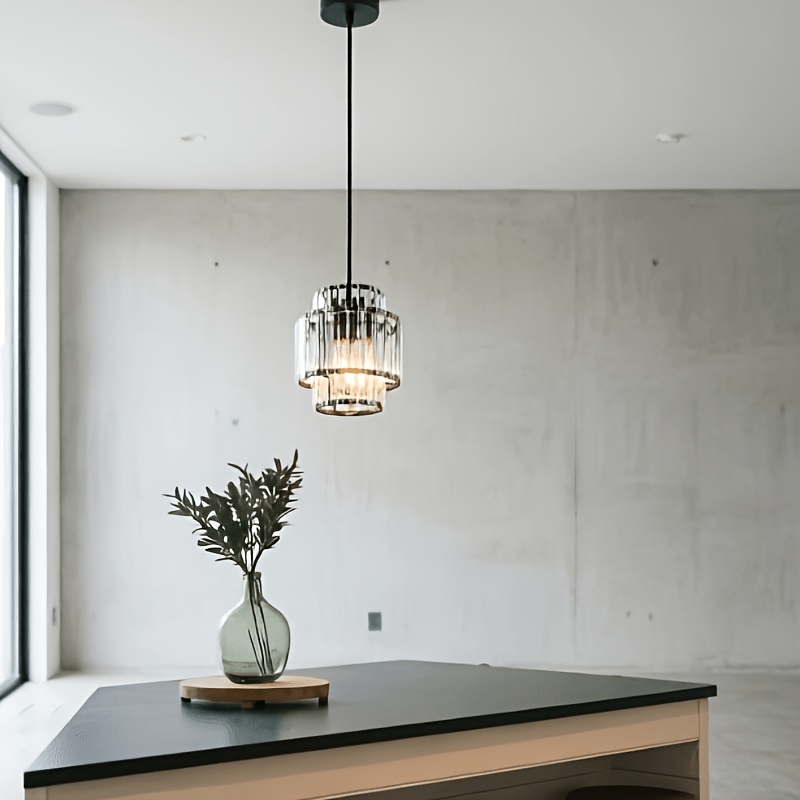 Image of Chandelier Dining Table Chandelier 1 Bulb - Crystal Table Lamp Modern E27 Pendant Glass Chandelier Adjustable Height, Suitable For Living Room And Kitchen (bulb Not Included)