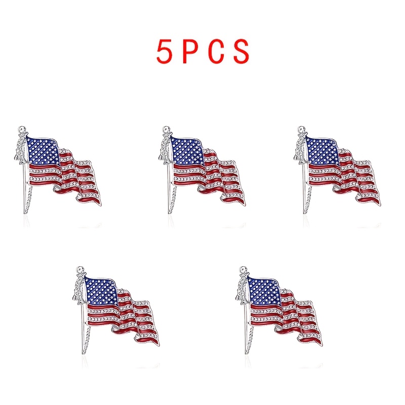 TEMU 5pcs, Brand New, Elegant And Stylish American Flag-shaped Brooches For Women's Accessories, Fashion Accessories. Outfits, Clothing