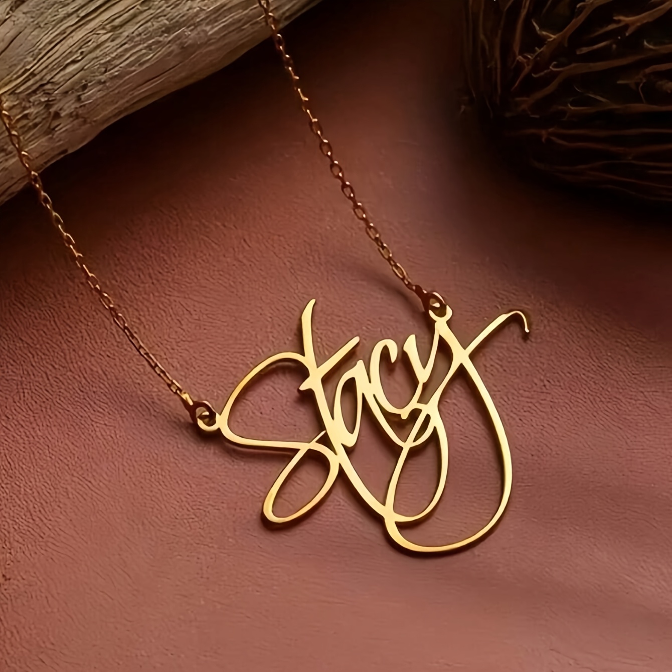 TEMU A Customized Personalized Stainless Steel Necklace Featuring A Name Pendant, With Artistic Cursive Letters. This Piece Is Perfect As A Gift For