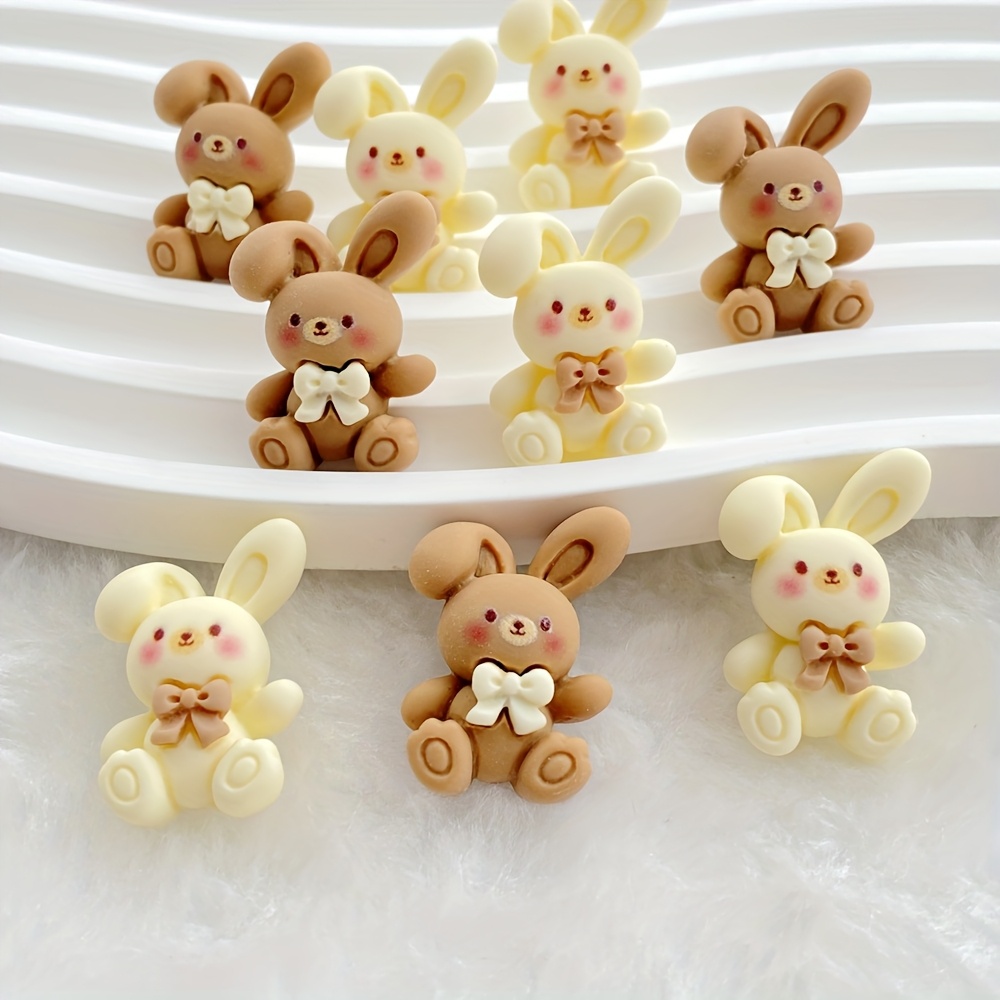 TEMU 8pcs Cute Cartoon Animal Bow Rabbit Resin Accessories