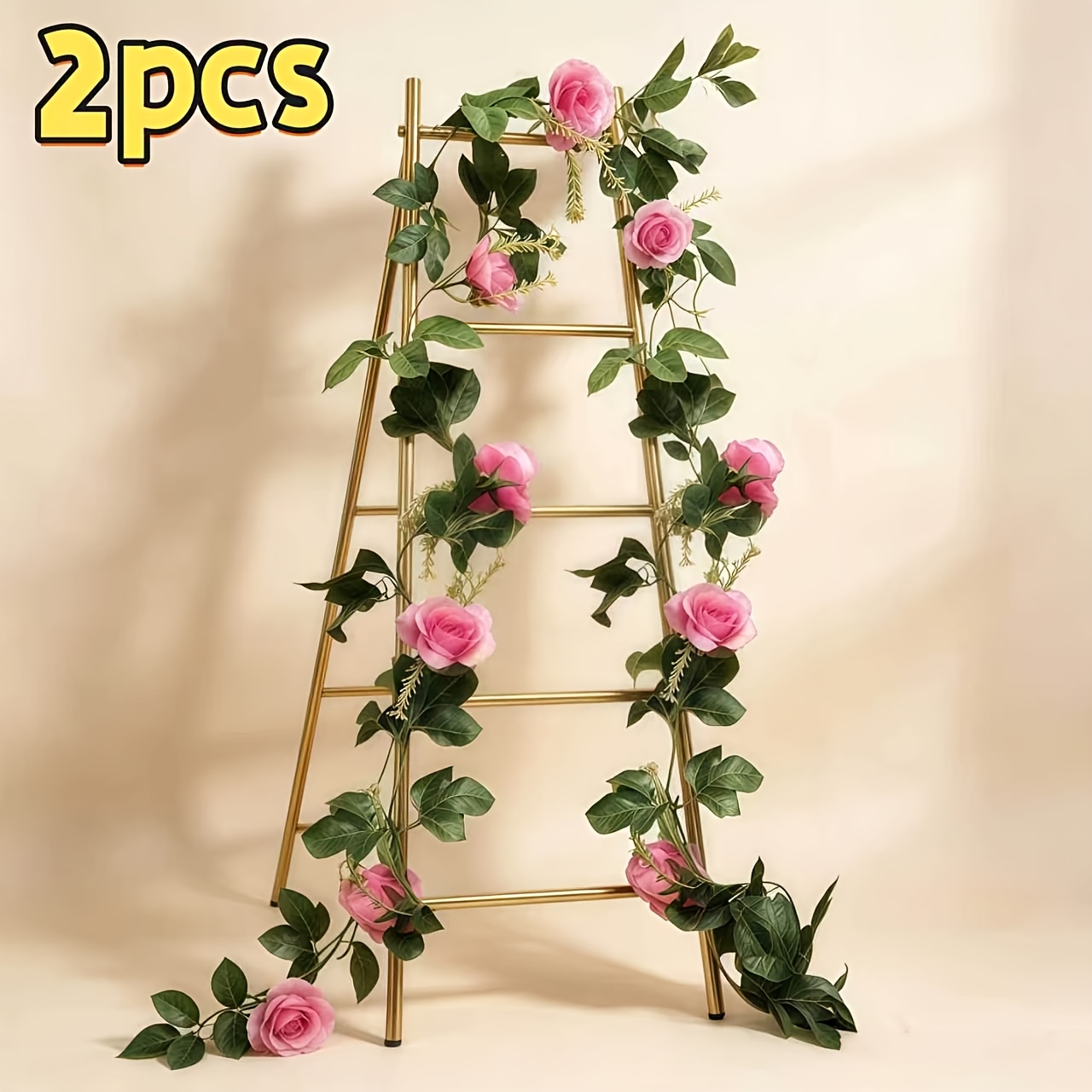 TEMU 2pcs Ultra-long Realistic Vine, Artificial Silkyy Flower Ivy Garland Decor, Suitable For Wedding Arches, Walls, Windows, Staircases, Home,