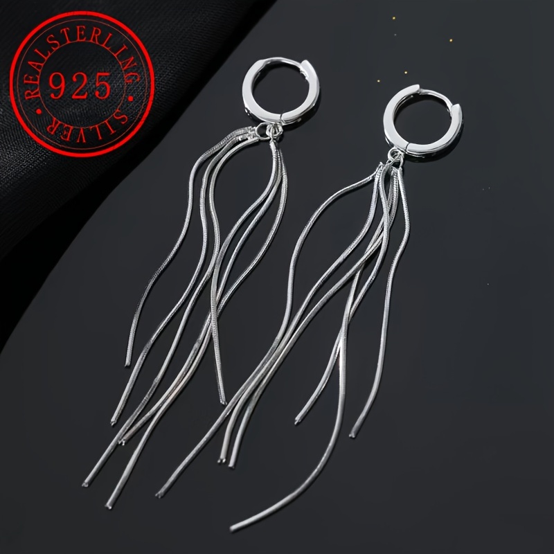 925 sterling silver tassel earrings long snake bone chain dangle earrings for women luxurious holiday gift october birthstone 4g 0 1  tassel drop earrings for   details 9