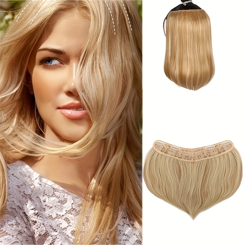 

Short Hair Extensions For Thin Hair, Clip In Synthetic Hair Pieces Add Hair Volume Invisible Silky Straight Frontal Side Bangs Hair Toppers 12 Inch