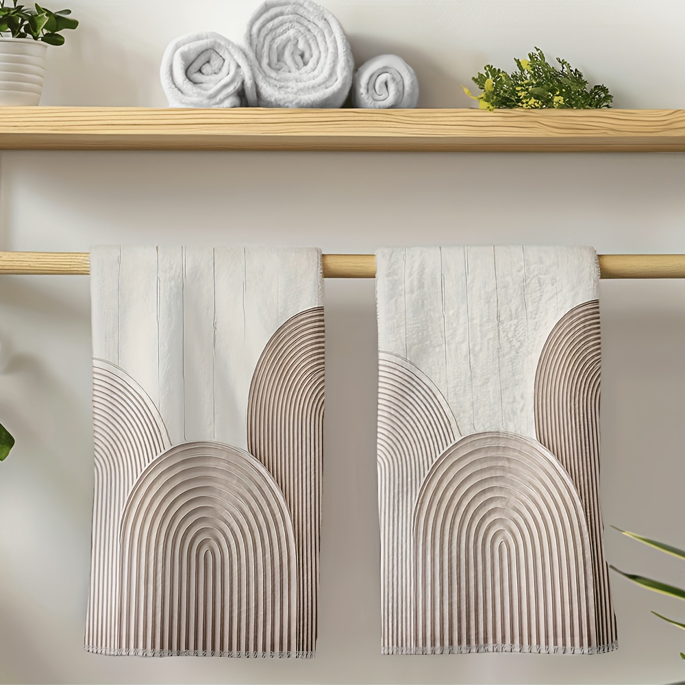 TEMU 2pcs Set Of Dish Towels, Kitchen Towels, Dish Cloths, And Rags. Loofah Towels, Single-sided, With White And Gray Stripes On The Wall. Towels Are