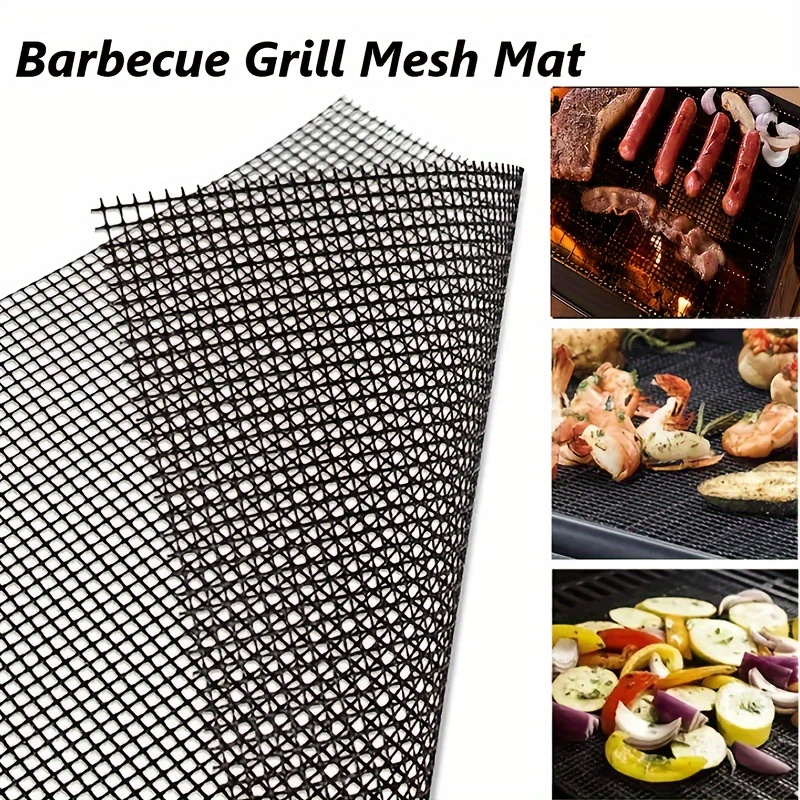 

1/3pcs Heat Resistant Grill Mesh Mat, Portable Barbecue Mat For Fish, Shrimp, Meat, Vegetables, Chips, Food-safe 500 Ptfe, Uncharged