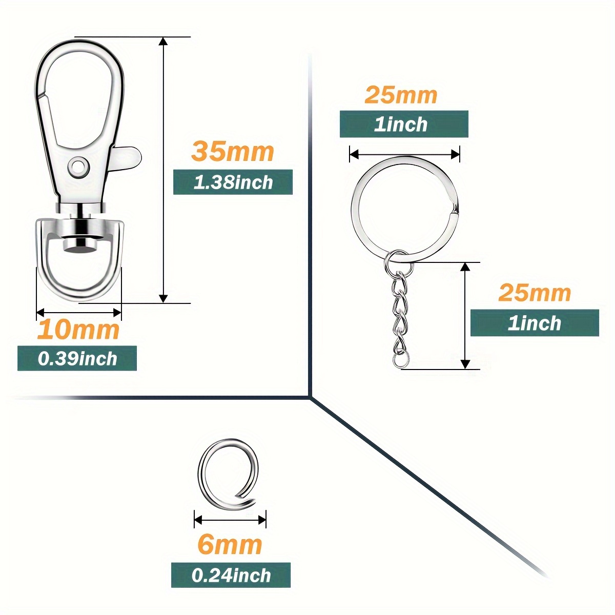 Swivel Snap Hooks Key Rings Chains Keychain Clip Hooks Flat - Temu