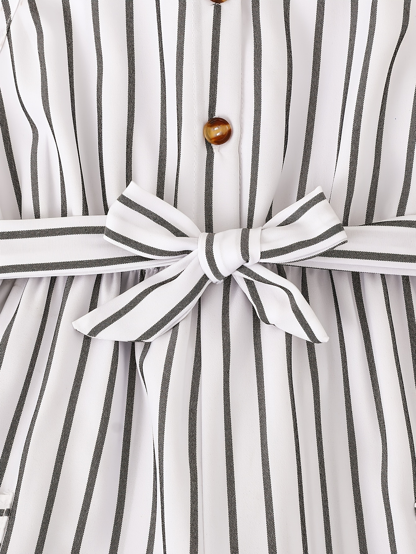 Casual Striped Turn- Collar Sleeveless Belt Half Placket Resin Button Pocket Jumpsuit, Suitable for Summer Outdoor Casual Wear, for Outdoor