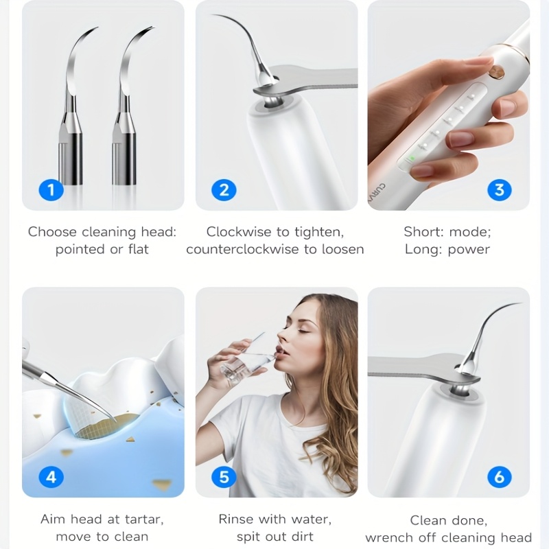Multifunctional 5-Mode Tooth Cleaner with Metal Brush Heads