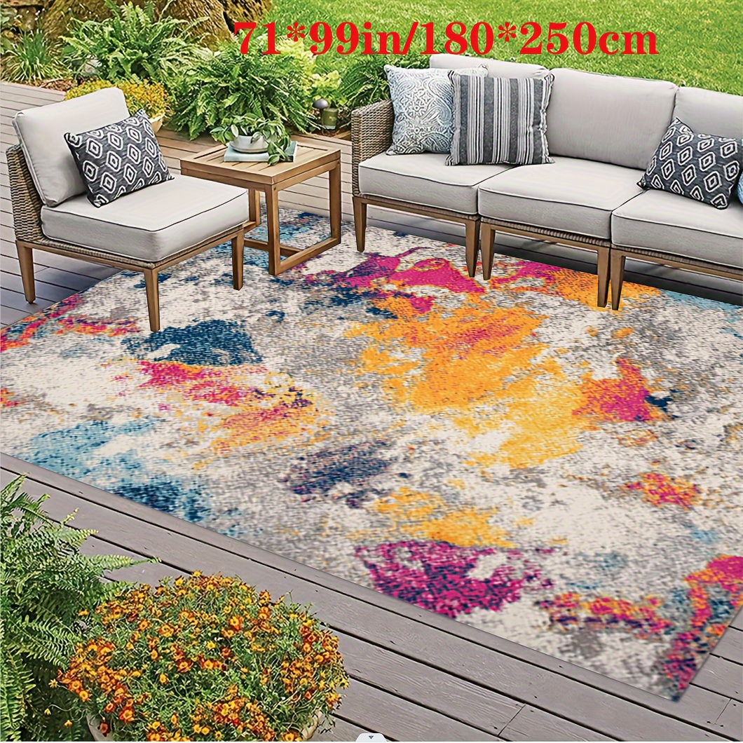 

1pc Artificial Cashmere Carpet, Colorful Graffiti Pattern Imitation Cashmere Mat, Machine Washable Rug With Non-slip Bottom, Suitable For Hotel Restaurant Office Floor Decor, Shops Cafes Bars Supplies