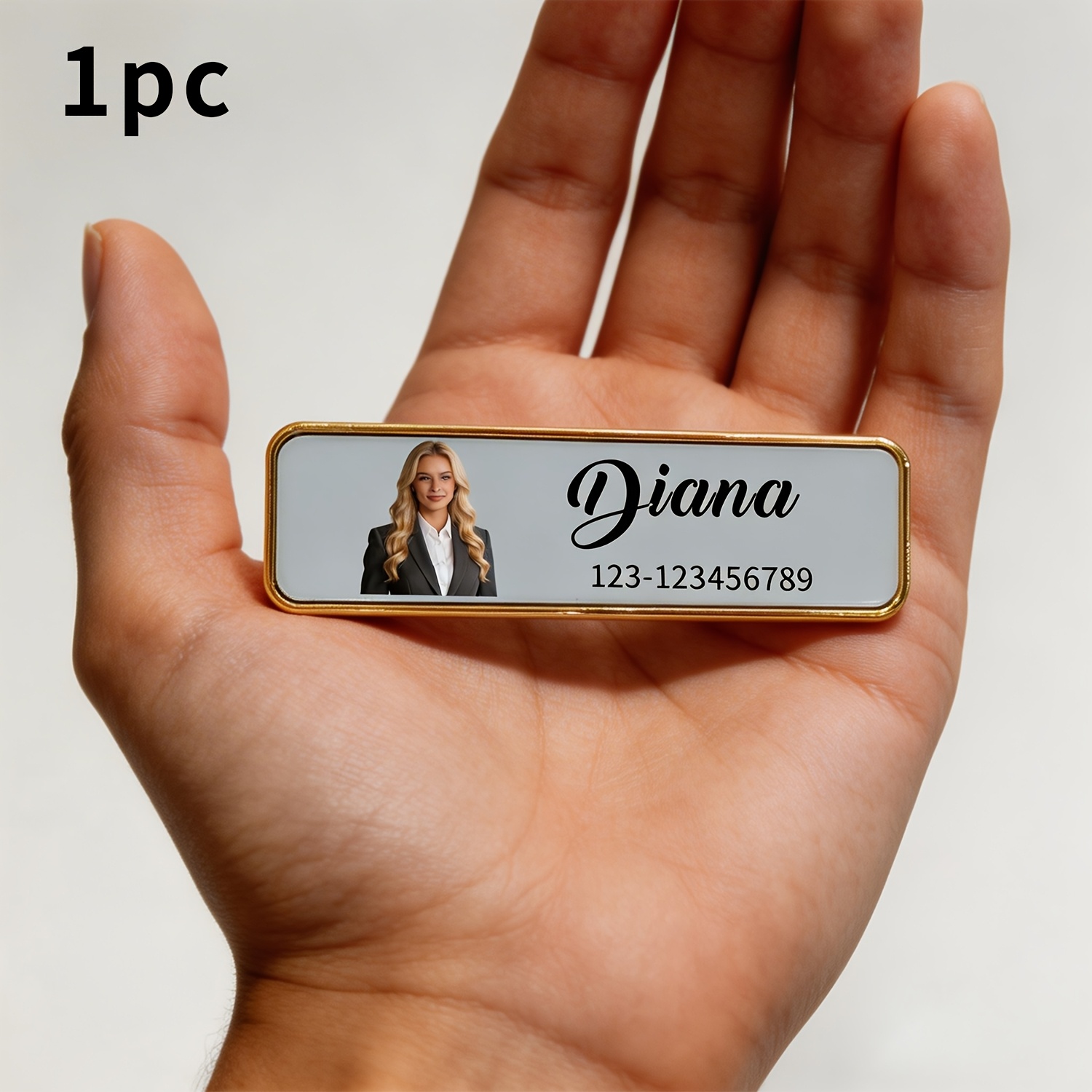 TEMU Personalized Custom Badge: High-end Metal Pin-back Employee Id Badge, Custom Corporate Company Id Badge, Work Nameplate With Custom Logo,