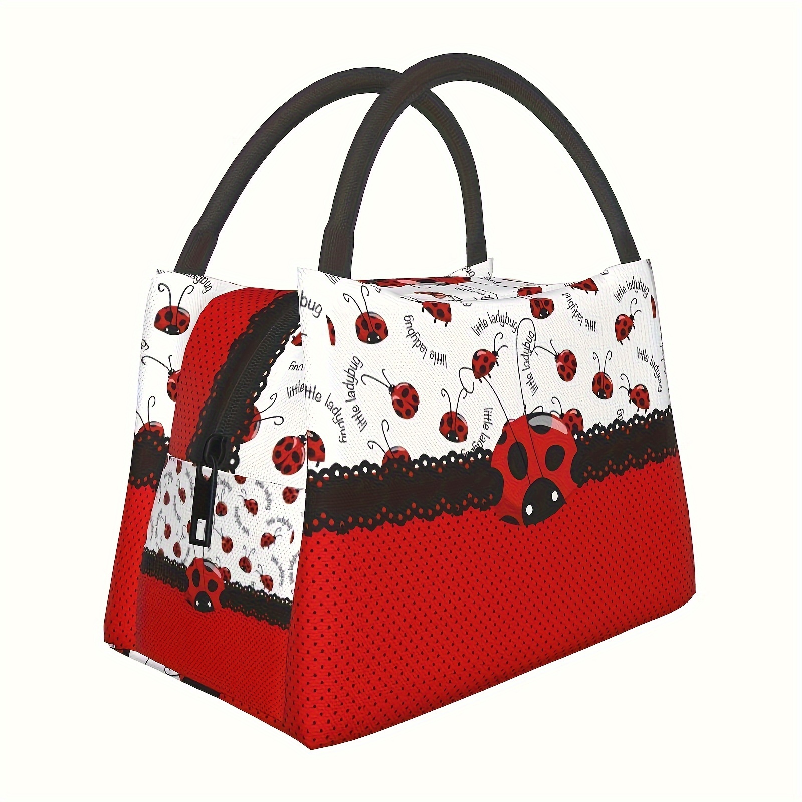 E-shop 1 Stück -Käfermuster, tragbare wiederverwendbare isolierte Tasche, Lunchtasche, Camping-Picknick-Strand-Essential, geeignet für Zuhause,