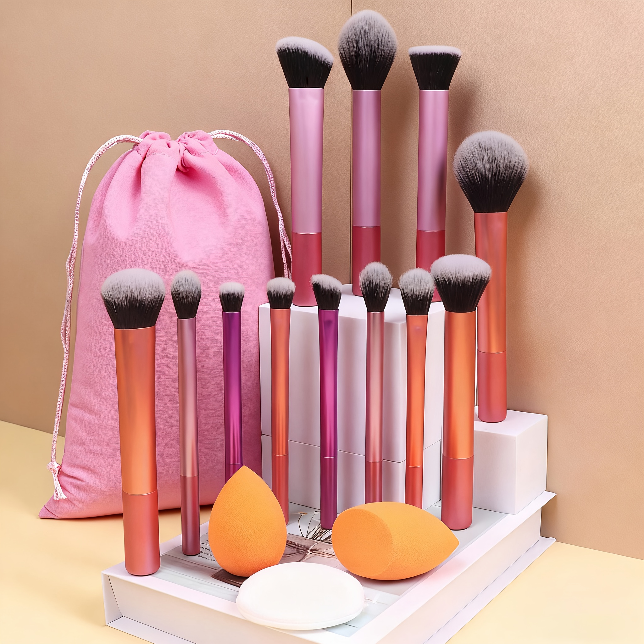 16pcs makeup brush set makeup brush storage bag set makeup puff makeup tool set
