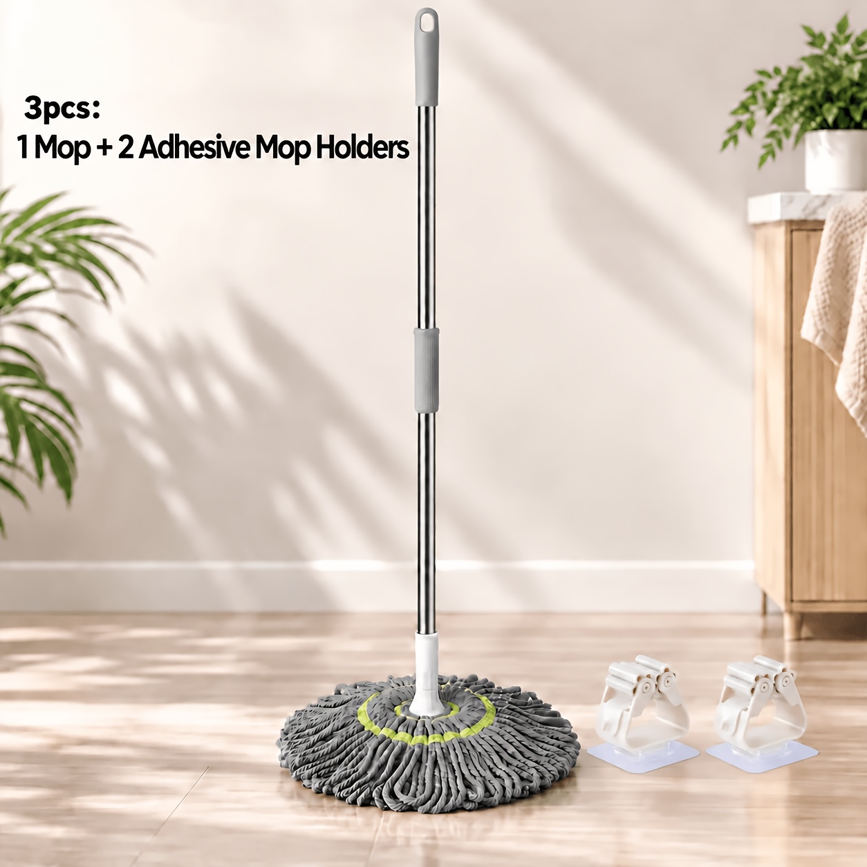 3pcs Set [Hand-Free Rotating Microfiber Mop X1 And...