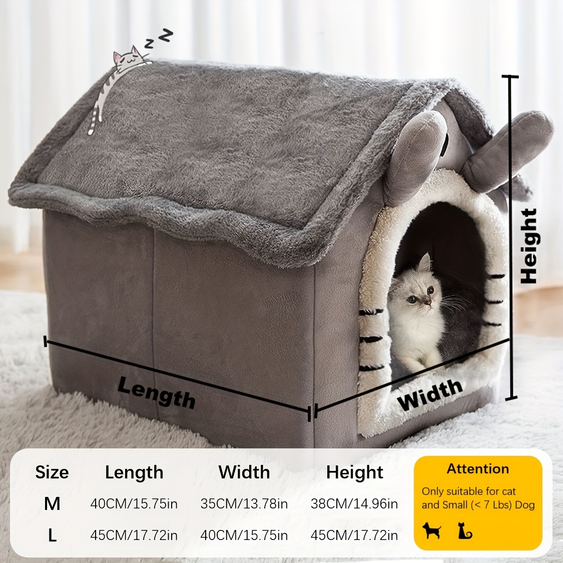Cozy & Washable Cartoon House-shaped Pet Bed - Plush For Small To Extra Small , Durable Polyester Material, Small Dog Bed