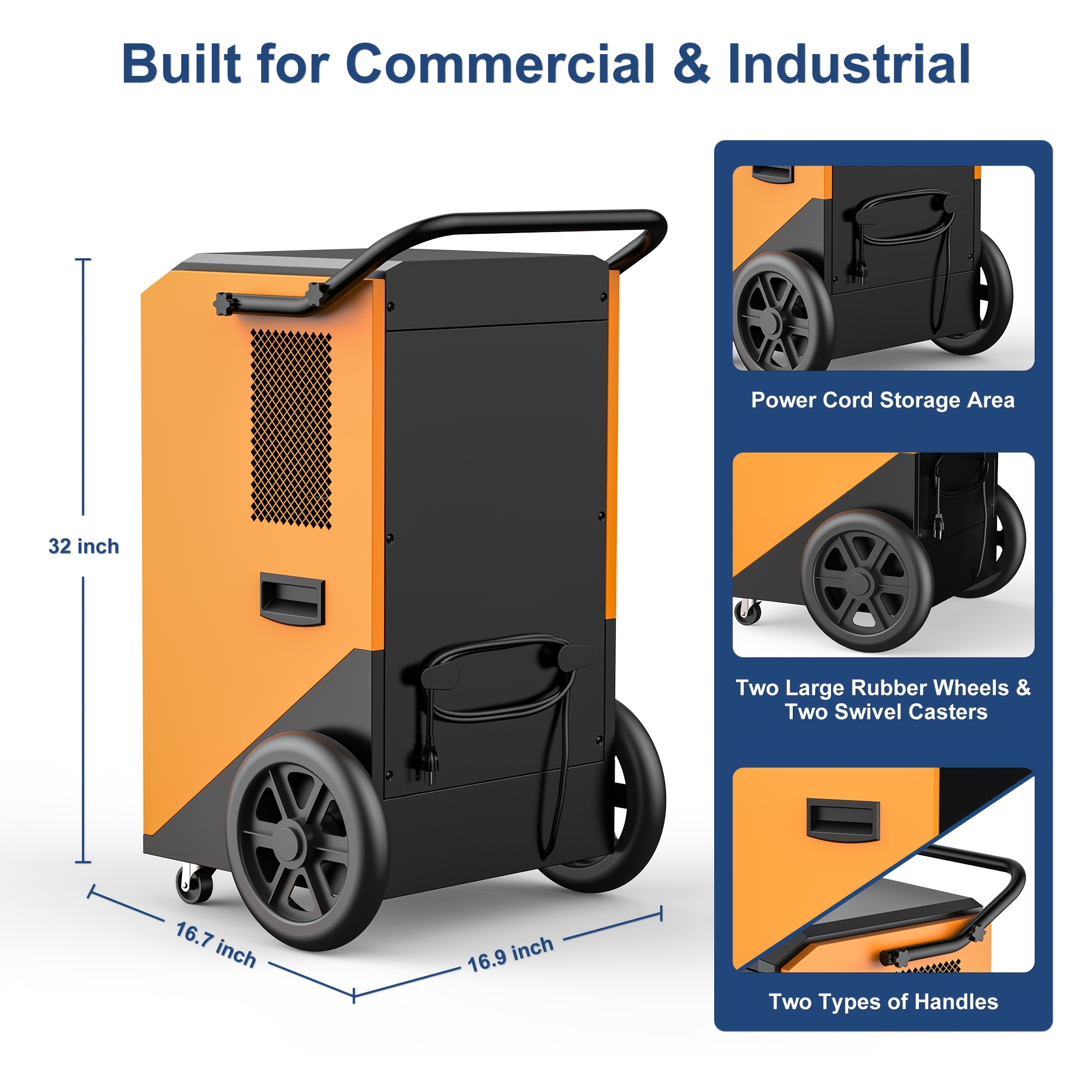 commercial dehumidifier for basements 305 pint 9000 sq ft large spaces 38 gallon day commercial grade dehumidifiers for industrial 24h timer continuous dehumidification auto   Product details 4