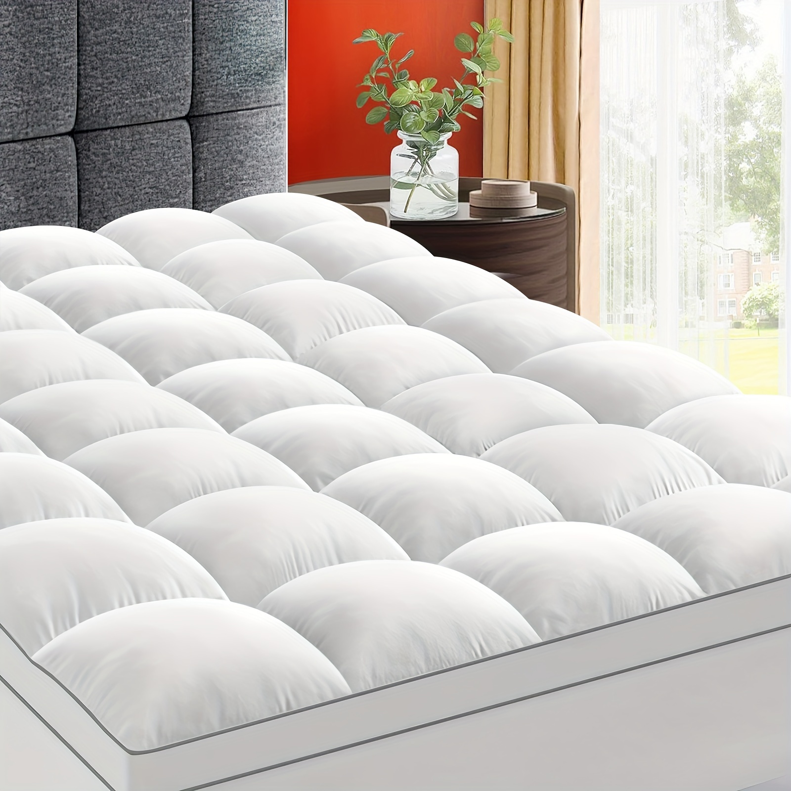 

Mattress Topper With Flat Sheet And Pillowcases - Extra Thick Mattress Pad Cover For - Soft Bedding Sheet - Overfilled Plush Pillow Top With 8-21 Inch Deep Pocket