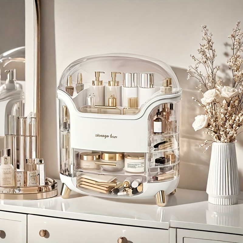versatile cosmetic organizer with drawers durable plastic storage box for makeup skincare and stationery multi compartment holder for brushes lipsticks and beauty products portable desktop organizer with polished   Product details 1